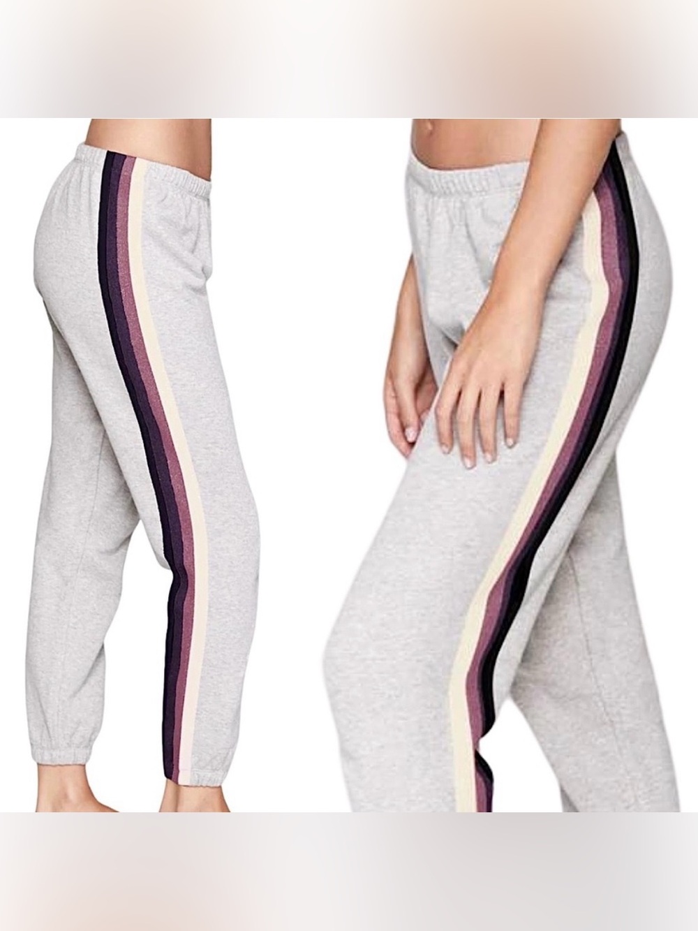Spiritual Gangster Striped Perfect Sweatpants, Heather Gray, Medium - Picture 2 of 15